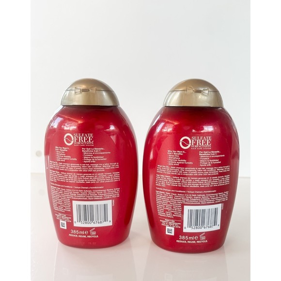 OGX Frizz-Free Keratin Smoothing Oil Shampoo 5 in 1 for Frizzy Hair Set of (2) - Picture 2 of 2